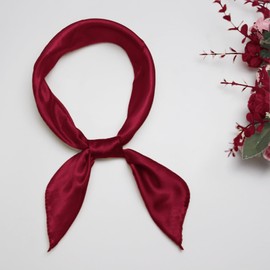 Bwerfuet Women Satin Scarf, Satin Hair Bandanas Square Stain Scarf Vintage Head Scarves for Women (Wine Red)