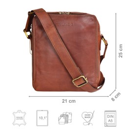 STILORD 'Lorand' Shoulder Bag Men's Leather Vintage Shoulder Bag for Men Messenger Bag Small Men's Bag Handbag Cross Body Bag Genuine Leather, Cognac - Brown