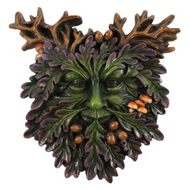 Enchanting Green Man Small Face Plaque - 14.5cm x 14cm (1 Pc.) - Durable Handcrafted Resin & Unique Design - Perfect for Garden Decor & Gift Idea