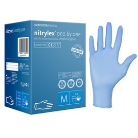 MERCATOR Nitrylex Classic One by One 200 Powder Free Examination Gloves, Medium, 21812