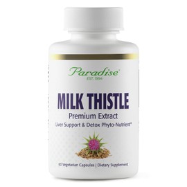 Paradise Herbs Milk Thistle, Active Whole Spectrum Extract, Vegan, Non GMO, Gluten Free, 60 Vegetarian Capsules