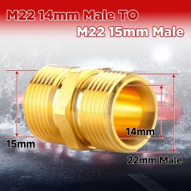 M Mingle Pressure Washer Adapter 2Pack M22 15mm to M22 14mm Male Fitting 4500 PSI
