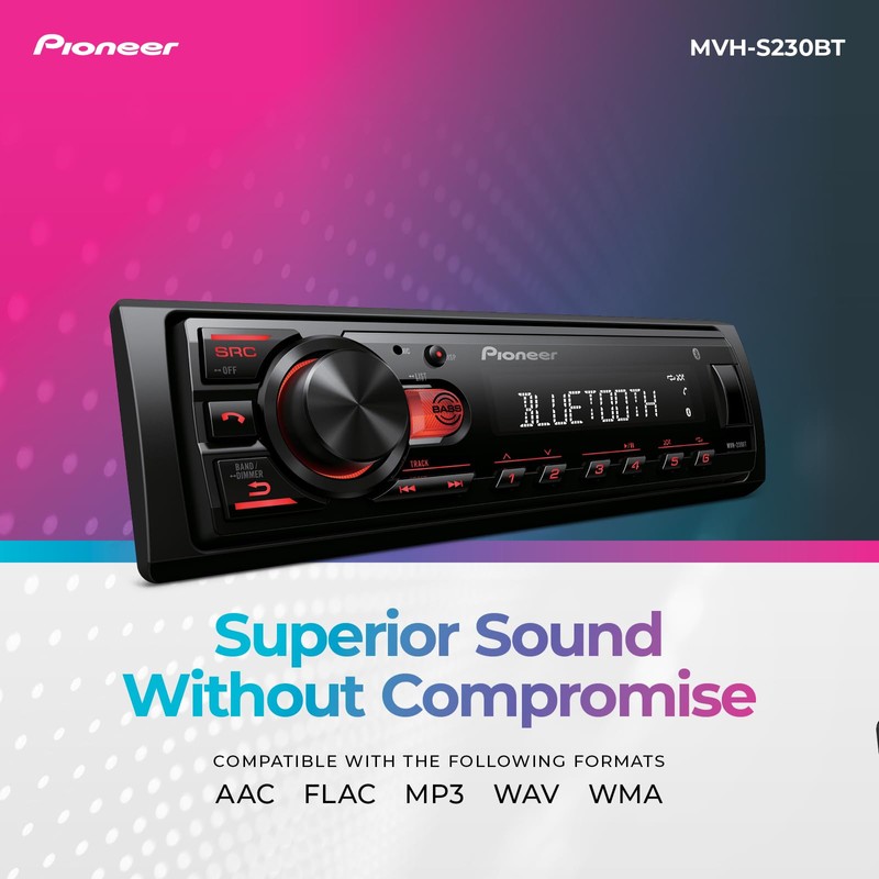 Pioneer MVH-S230BT 1-Din Digital Media Receiver – Bluetooth, USB, 50W
