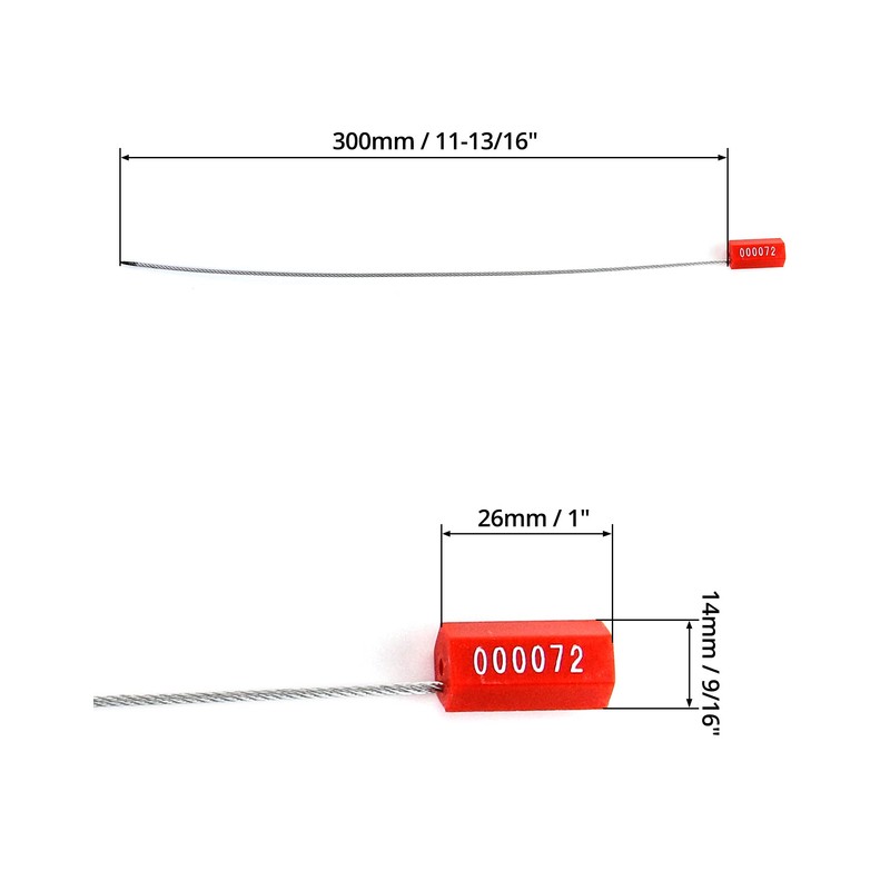 QWORK Steel Security Cable Wire Seals, Anti-Tamper Security Tags, Numbered,