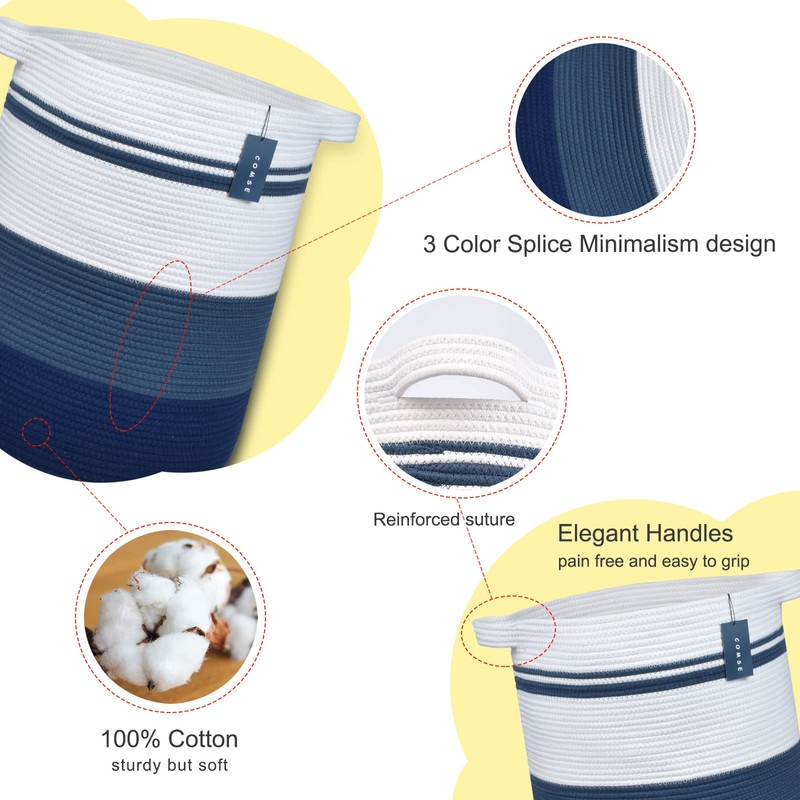 COMSE Extra Large Blanket Basket, Tall Laundry Basket, Nursery Hamper,