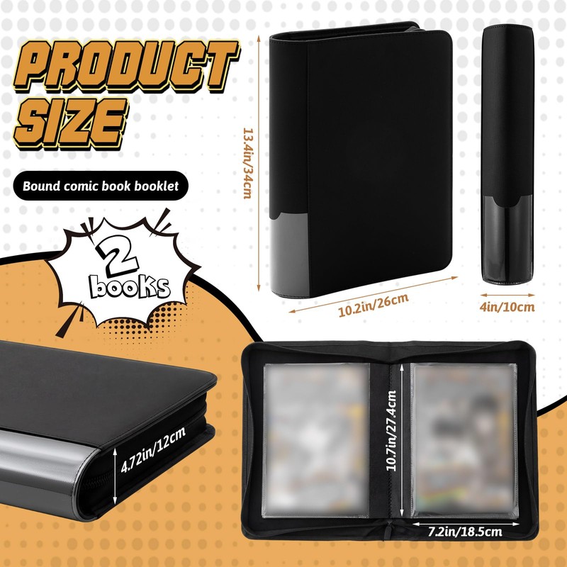 Zhehao 2 Pack Comic Book Binder, PU Leather Storage Album