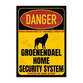 Groenendael Sign Danger Security System Door Sign Dog Sign Warning Sign Dog Safety Sign Dog Private Property Dog Warning Warning