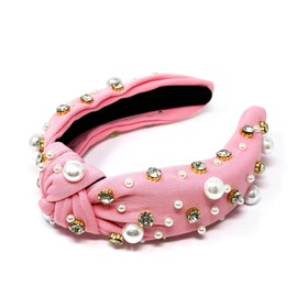 Bowbear Trendy Top Knotted Wide Headbands, Elegant Pink