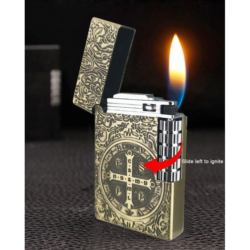 Constantine Lighter, Unique Side Wheel Trench Lighter, Refillable Butane Soft