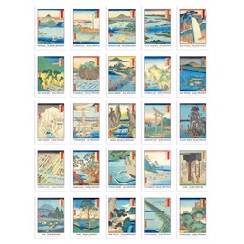 Artery8 Set Pack of 50 Utagawa Hiroshige Japanese Woodblock Ukiyo-e Collage Kit Postcards Bedroom A6 14.8 x 10.5 cm (5.8 x 4.1 Inches)