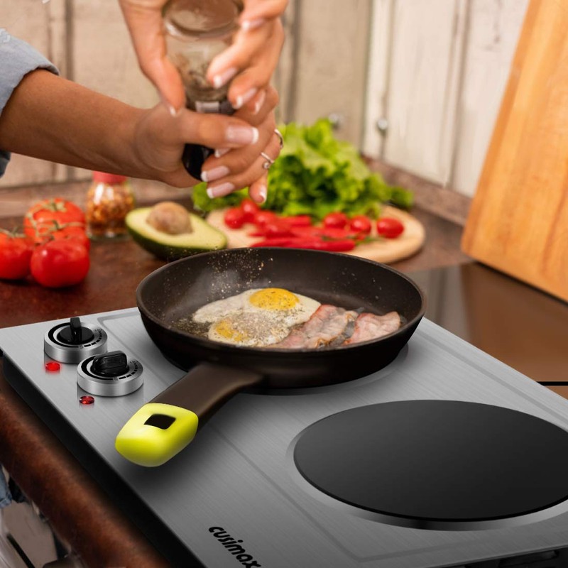 Double Burner, CUSIMAX 1800W Ceramic Electric Hot Plate for Cooking,