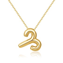 KissYan Zodiac Necklace, 14K Gold Plated Bubble Constellation Horoscope Sign Pendant Astrology Jewelry Birthday Gifts for Women, Brass, No Gemstone