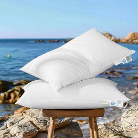 AiAngu Canadian Luxury Goose Down Pillow King Size - 1050 Fill Power, 600 TC Cotton Shell- Ultra Soft and Comfort Sleep Pillows - Bed Pillows for Back, Stomach, Side Sleeper(White,King(Pack of 2))