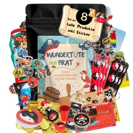 Pirate Surprise Bag with up to 8 Great Buccaneers Surprises, Pirate Toy School Cone Wonder Bag Children, School Cone Boys, Surprise Bag for Boys, Birthday Gift