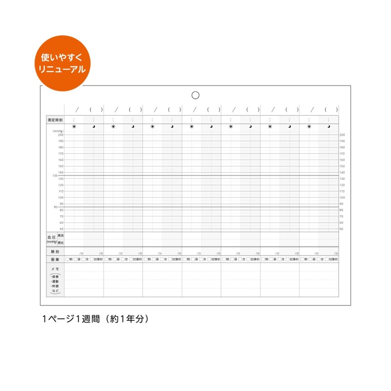 Daigo R2306 Wall B5 Blood Pressure Record Illustration, Blue [Bulk