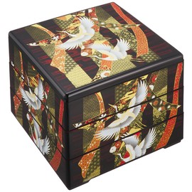 Nakatani Brothers Shokai Yamanaka Lacquerware, 6.5, 3-Tier, Black, Noshi Crane 33-5405