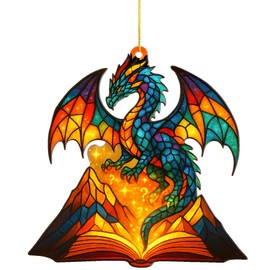 Dragon Ornament – Book Ornament – Christmas Ornament Dragon Theme – Librarian Gifts for Book Lovers, Book Gifts for Women