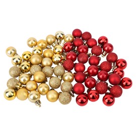 Toyland® - Set of 64 Mini Christmas Baubles, 32 Red, 32 Gold, 2.5 cm (25 mm)