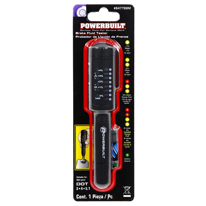 Powerbuilt Universal Brake Fluid Tester Pen with LED Indicator for