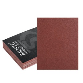 BAOSTC 1/4 Sandpaper Sheet – 4-1/2” x 5-1/2”, P80 Grit, Red Aluminum Oxide, Plain Backing, 50-Pack – Sandpaper Sheets for Palm Sanders and Woodworking