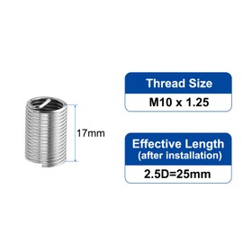 uxcell 20pcs Wire Thread Inserts M10 x 1.25 2.5D(25mm) Metric 304 Stainless Steel Helical Type Coiled Thread Repair Kit Wire Screw Threaded Sleeve Sheath for Mechanical Equipment