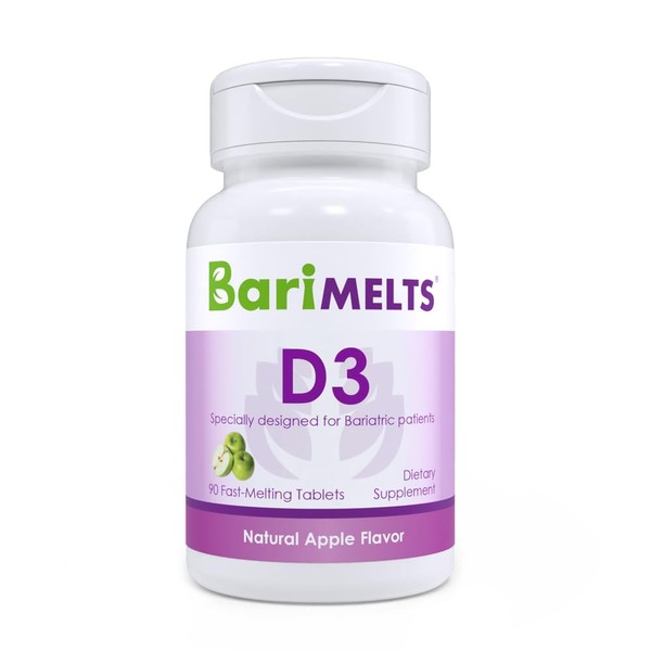 BariMelts D3, Dissolvable Bariatric Vitamins, Natural Apple Flavor, Sugar-Free, 90 Fast Melting Tablets