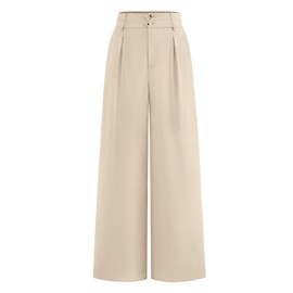 BTFBM Women Wide Leg Dress Pants 2025 High Waisted Button Pleated Business Casual Trousers Office Work Palazzo Pants(Beige, Medium)