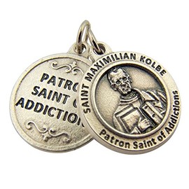 Silver Toned Base Catholic Patron Saint Medal Pendant, 3/4 Inch, Silver