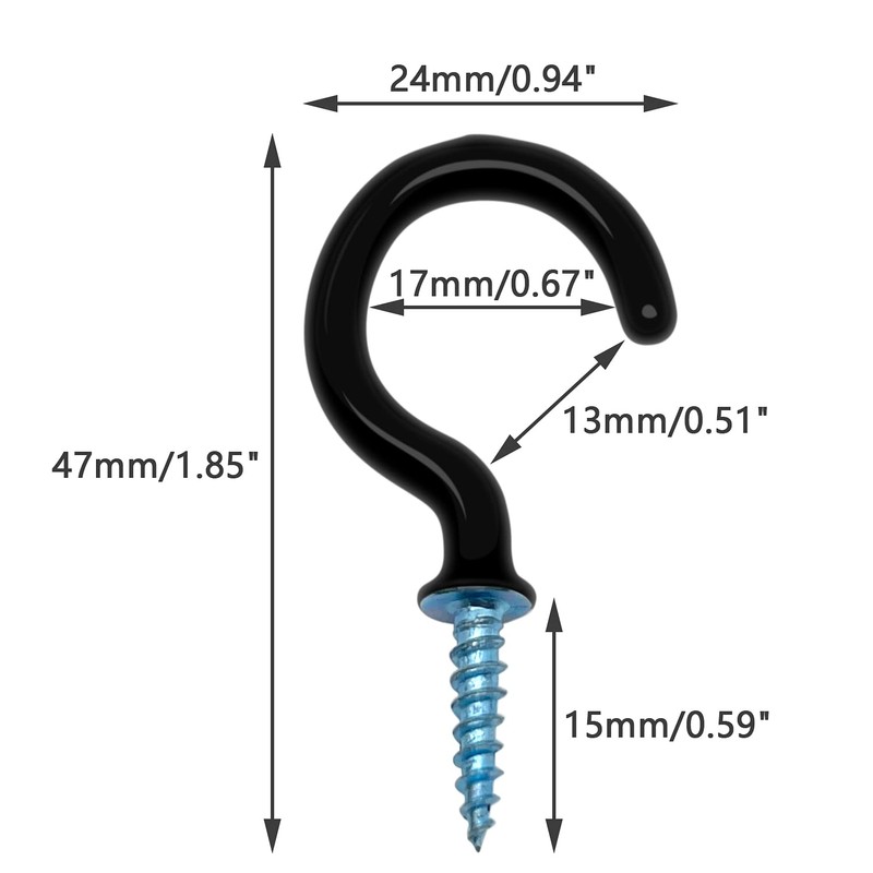 WKTRSM Pack of 30 Screw Hooks Ceiling Hooks with Protective