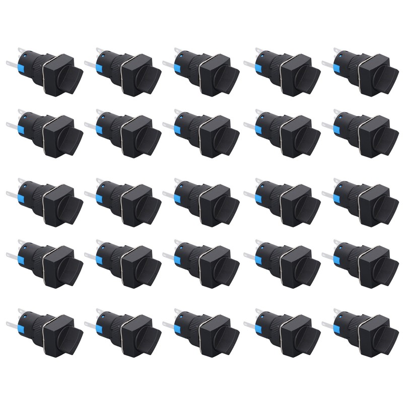 25Pcs Rotary Switch Knob 2 Position Self Locking Square Selector