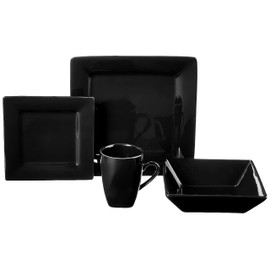 10 Strawberry Street Nova Square 16 pc Dinnerware Set, Black