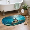 YNXTYB Oval Bath Mat Turtle Smiling Under The Sea Diatomaceous