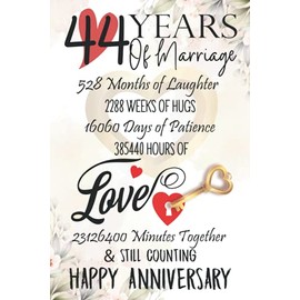 44 Years Of Marriage: Funny 44th couple wedding anniversary gift for both, her and him, lined Notebook, 100 pages, 6 in x 9 in (15.2 x 22.9 cm)
