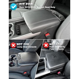 Eaglecover Center Console Cover for Dodge Ram 1500 2019-2026, Bucket Seat, Vinyl Leather Interior Accessories, Car Armrest Cushion Pad, Anti-Scratch, Black