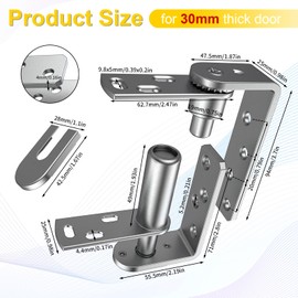 Upgraded Double Swing Hinges 2 Pack - Heavy Duty Self-Closing Saloon & Cafe Door Hinges, 304 Stainless Steel Bar Door Hardware, 44Lbs Load Bearing, Easy Installation for Swinging Doors, Silvery