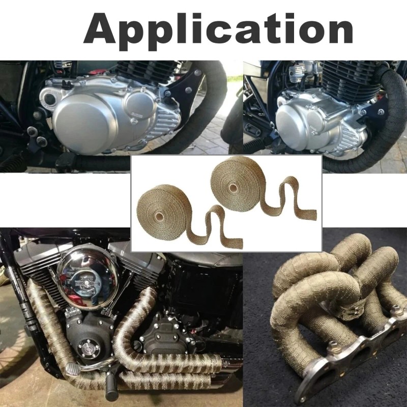 Unbranded Titanium 2" 33FT Exhaust Header Heat Wrap Trap Motorcycle