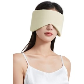 Sleep Eye Mask with Noise Cancelling Earmuffs - Block Out Light Contoured Night Blindfold Eye Sleeping Mask with Ear Cover for Men Women Side Sleeper Night Present (Light Yellow, One Size)