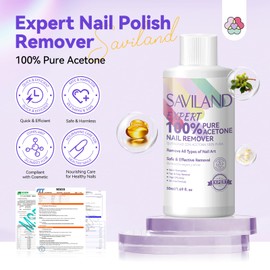 SAVILAND Acetone Nail Polish Remover Kit: 50 ML Expert Gel Nail Polish Remover Non-Drying Gel Remover with Cuticle Oil & Tools Quick Removal for Nail Polish Acrylic Dip Powder DIY Salon