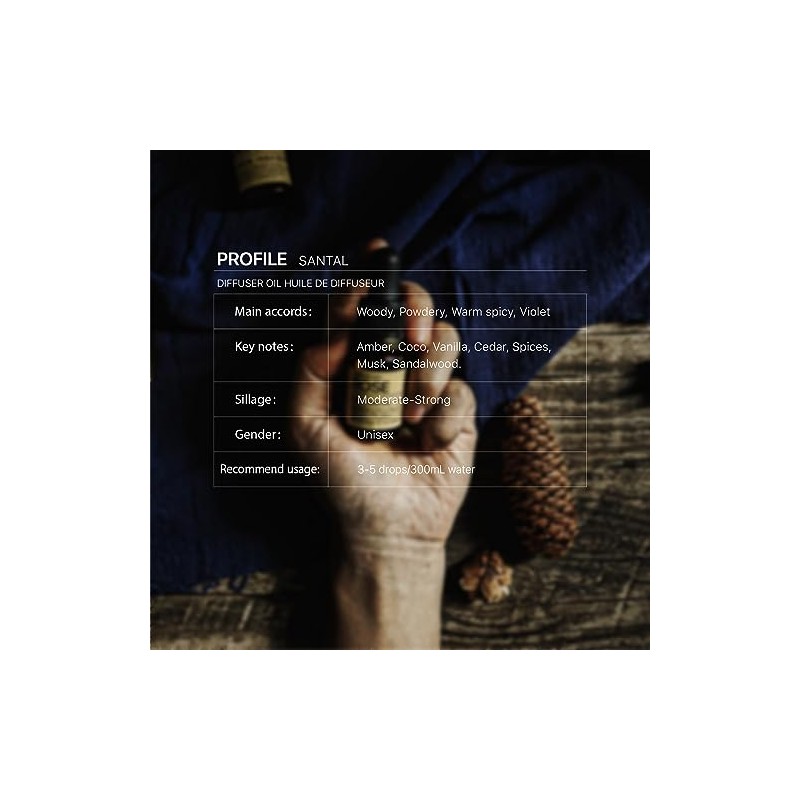 sesneslabs Santal Diffuser Oil, Niche Scent, Luxury Amber Coco Vanilla