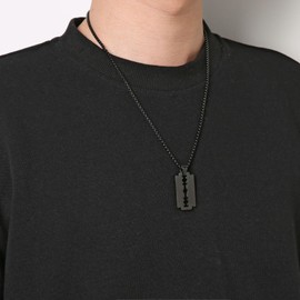 HZMAN Razor Blade Model Dog Tag Pendant for Men Stainless Steel Hip Hop Rock Necklace Jewellery Gift, Stainless Steel, No Gemstone