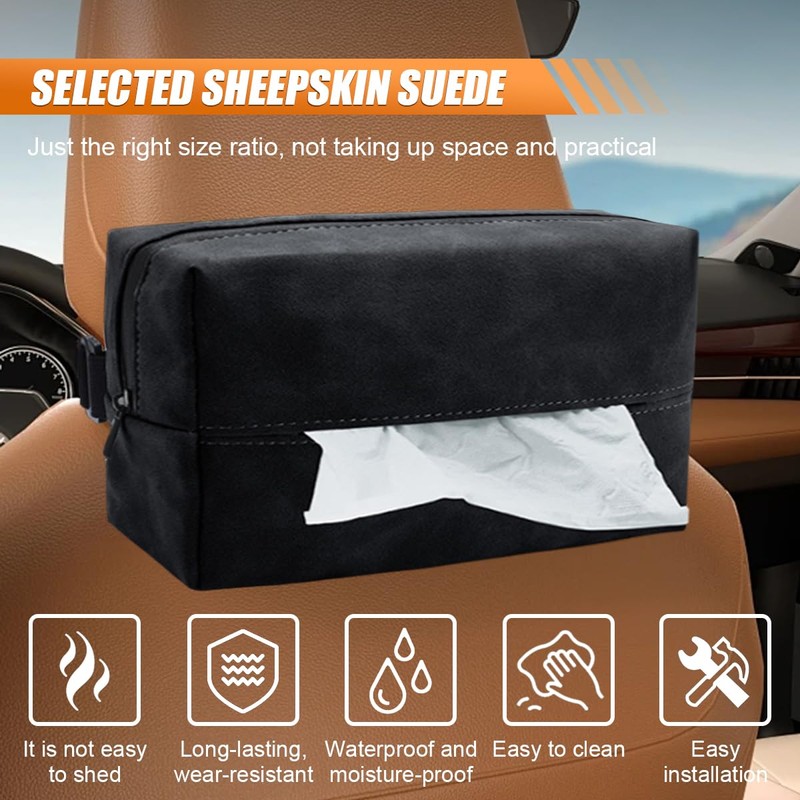 Car Tissue Holder, Rectangular Tissues Box Cover, Back Seat Tissue