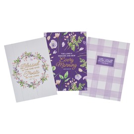 Christian Art Gifts Slim Notebook Set w/Inspirational Scripture for Women Lord's Mercies Lam. 3:22-23 Assorted Bible Verse, Durable Cardstock, Set/3 Large