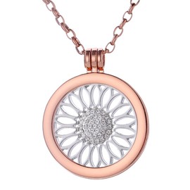 Morella Women's Necklace, Rose Gold, 70 cm, Stainless Steel, with Pendant and Coin (33 mm), in Jewellery Bag, Stainless Steel