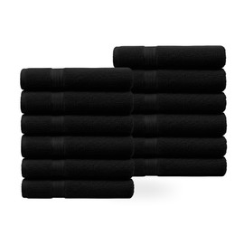 Linteum Textile Supply Premium Bleach Proof 13x13 Black Washcloth – 100% Cotton Zero Twist Towels | Absorbent, Quick Dry, Durable for Bathroom, Spa, Gym | Pack of 12
