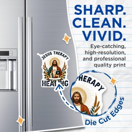 (2 Pack) Jesus Therapy Healing Magnets - Christian Faith - Religious Inspirational Magnets - Bible Verse Magnets - 5" On Longest Side - for Cars, Fridges, Toolboxes - Made in USA - MAG4313