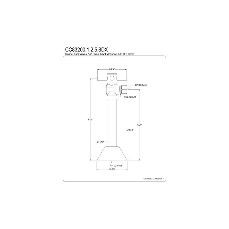 Kingston Brass CC83202DX Concord 1/2" Sweat x 3/8" O.D. Comp,