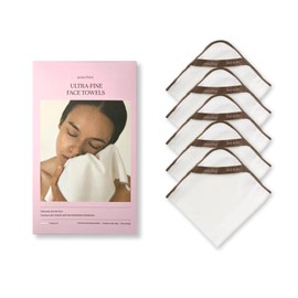 Waschies Fine Face Wipes - Set of 5 Brown/White - Hygienic for Drying - Reduces Skin Irritation - Gentle & Hypoallergenic - Washable, Reusable & Sustainable - For All Skin Types