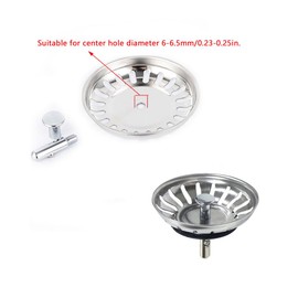 UtySty 4 Set Kitchen Sink Strainer Central Pin Replacement M8 5/16'' Drain Basket Center Round Post Cover Handle Pull Rod Plug with Ball Lock Repair Parts Univers for for Standard Drains