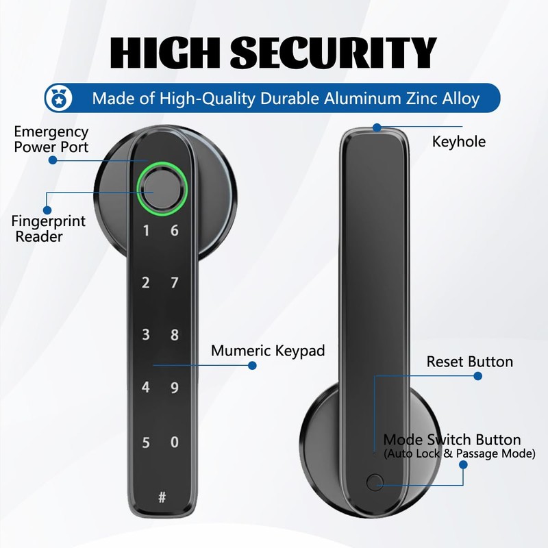 bijialock Fingerprint Door Lock,Touchscreen Biometric Door Lock, with Passcode keypad