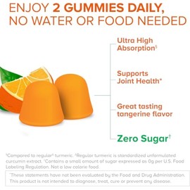 Qunol Gomitas de cúrcuma cero azúcar 500 mg, goma de ultra alta absorción, 90 unidades